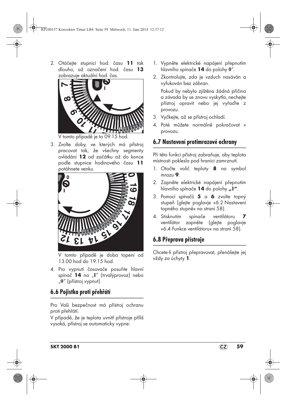 6 pojistka proti přehřátí, 7 nastavení protimrazové ochrany, 8 přeprava přístroje | Silvercrest SKT 2000 B1 User Manual | Page 61 / 90