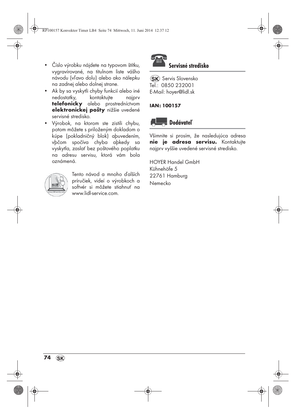 Servisné stredisko, Dodávateľ | Silvercrest SKT 2000 B1 User Manual | Page 76 / 90