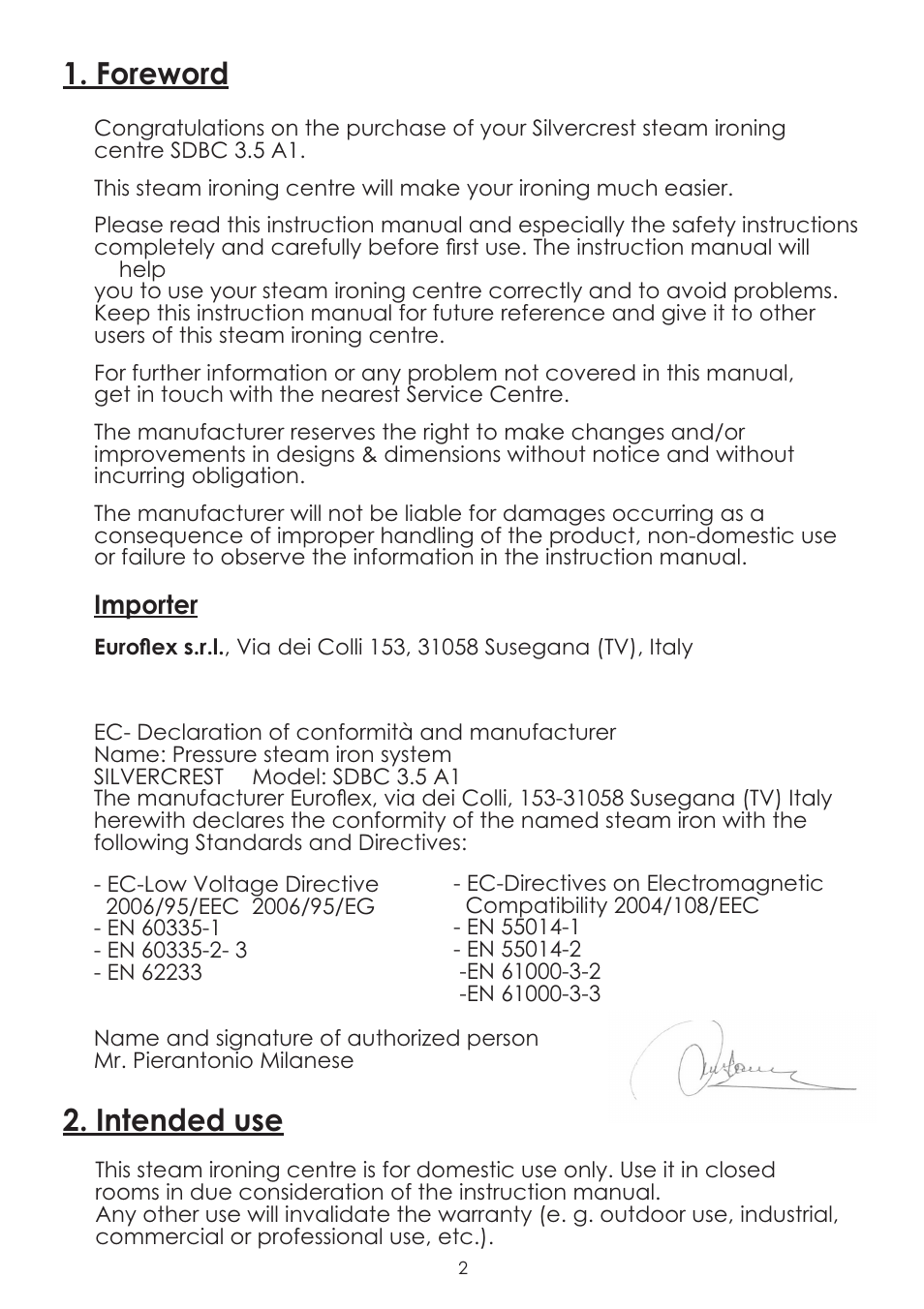 Foreword, Importer | Silvercrest SDBC 3.5 A1 User Manual | Page 5 / 24