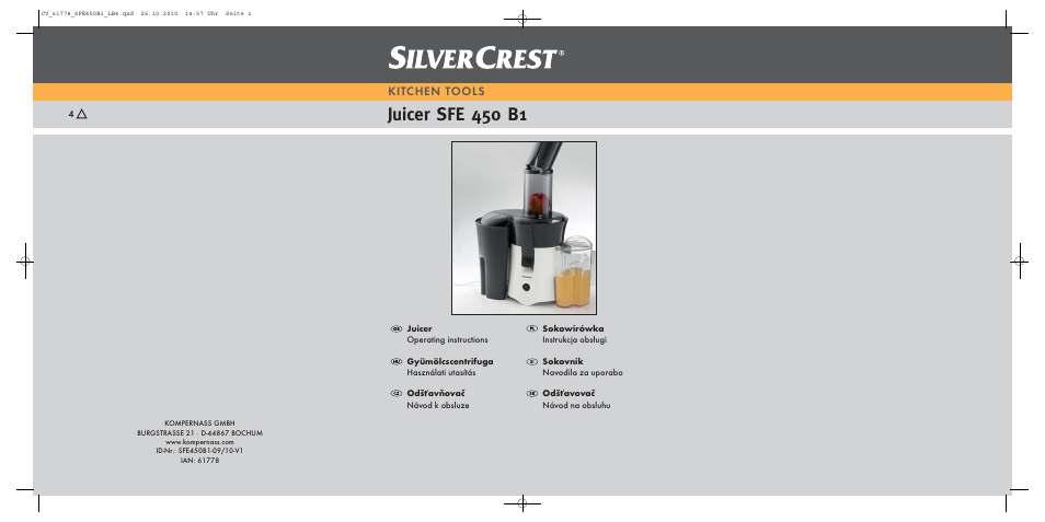 Silvercrest SFE 450 B1 User Manual | 50 pages