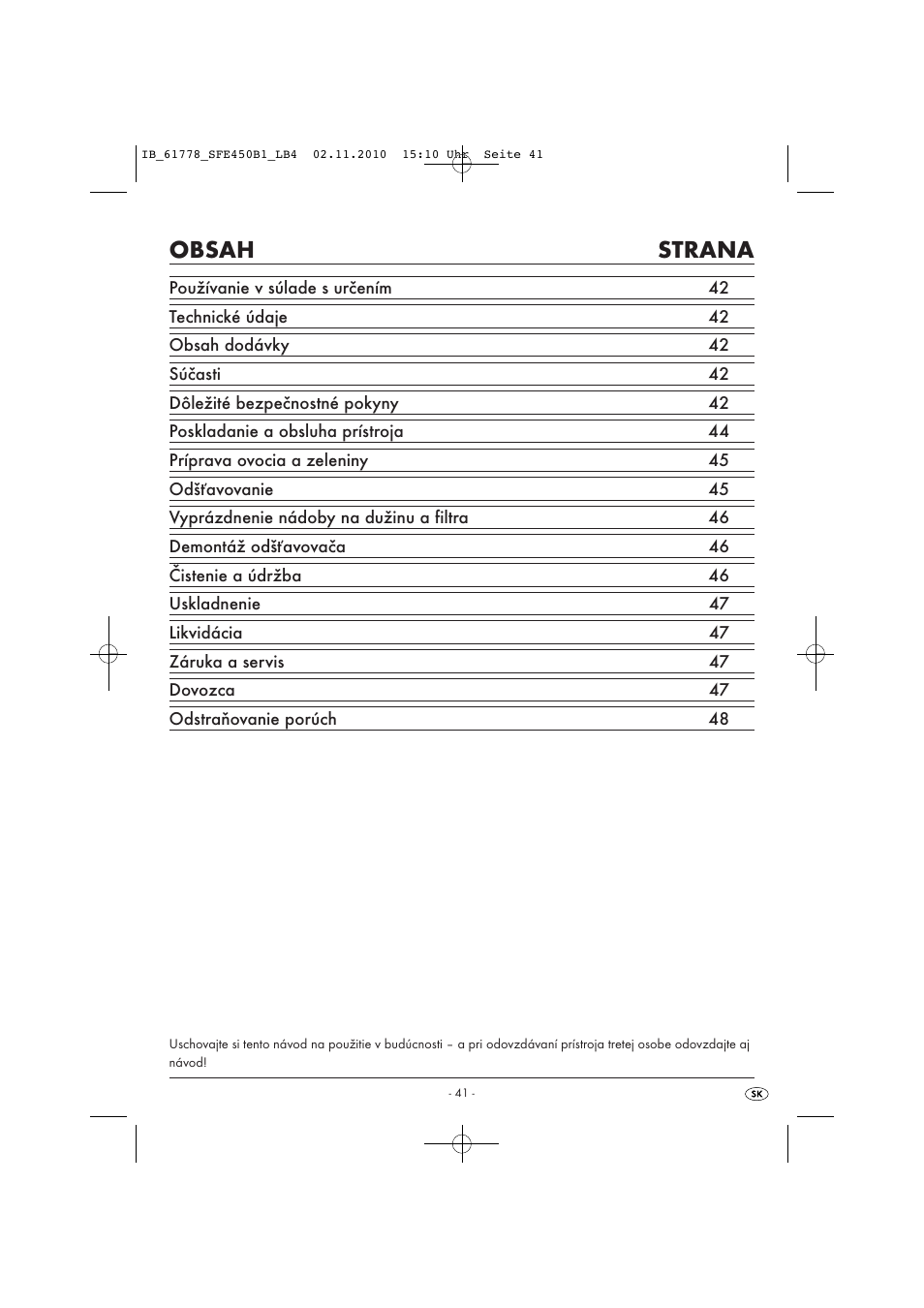 Silvercrest SFE 450 B1 User Manual | Page 43 / 50
