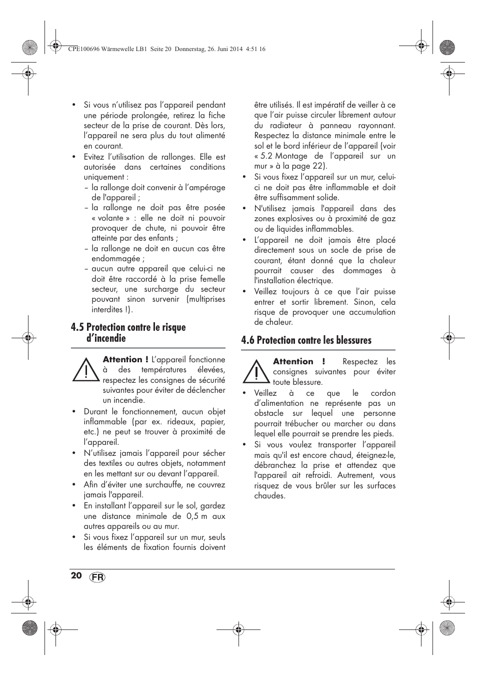 5 protection contre le risque d’incendie, 6 protection contre les blessures | Silvercrest SWW 1500 B2 User Manual | Page 22 / 58