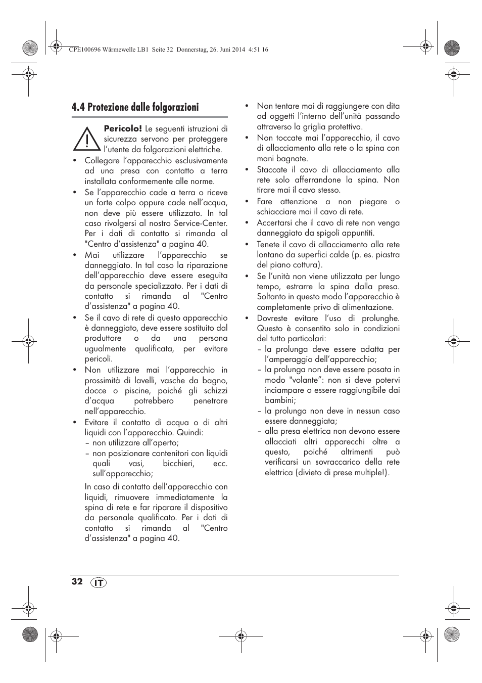 4 protezione dalle folgorazioni | Silvercrest SWW 1500 B2 User Manual | Page 34 / 58