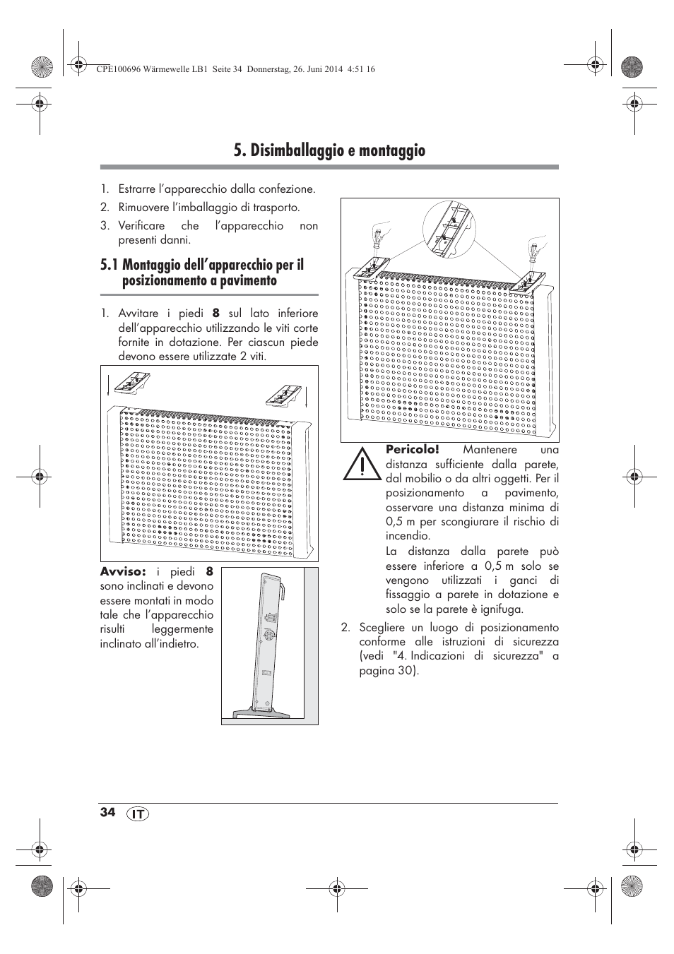 Disimballaggio e montaggio | Silvercrest SWW 1500 B2 User Manual | Page 36 / 58