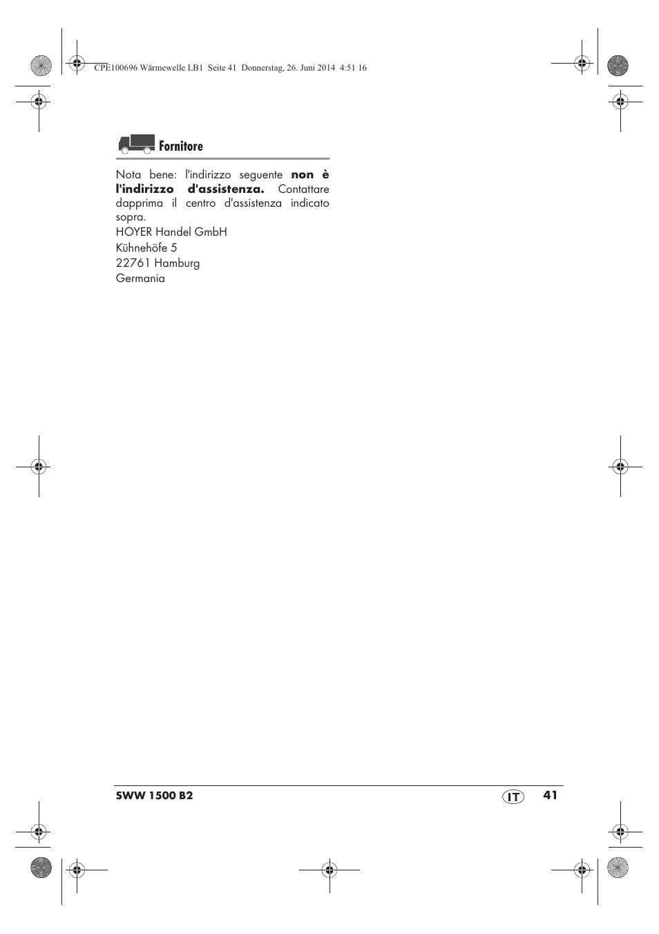 Fornitore | Silvercrest SWW 1500 B2 User Manual | Page 43 / 58