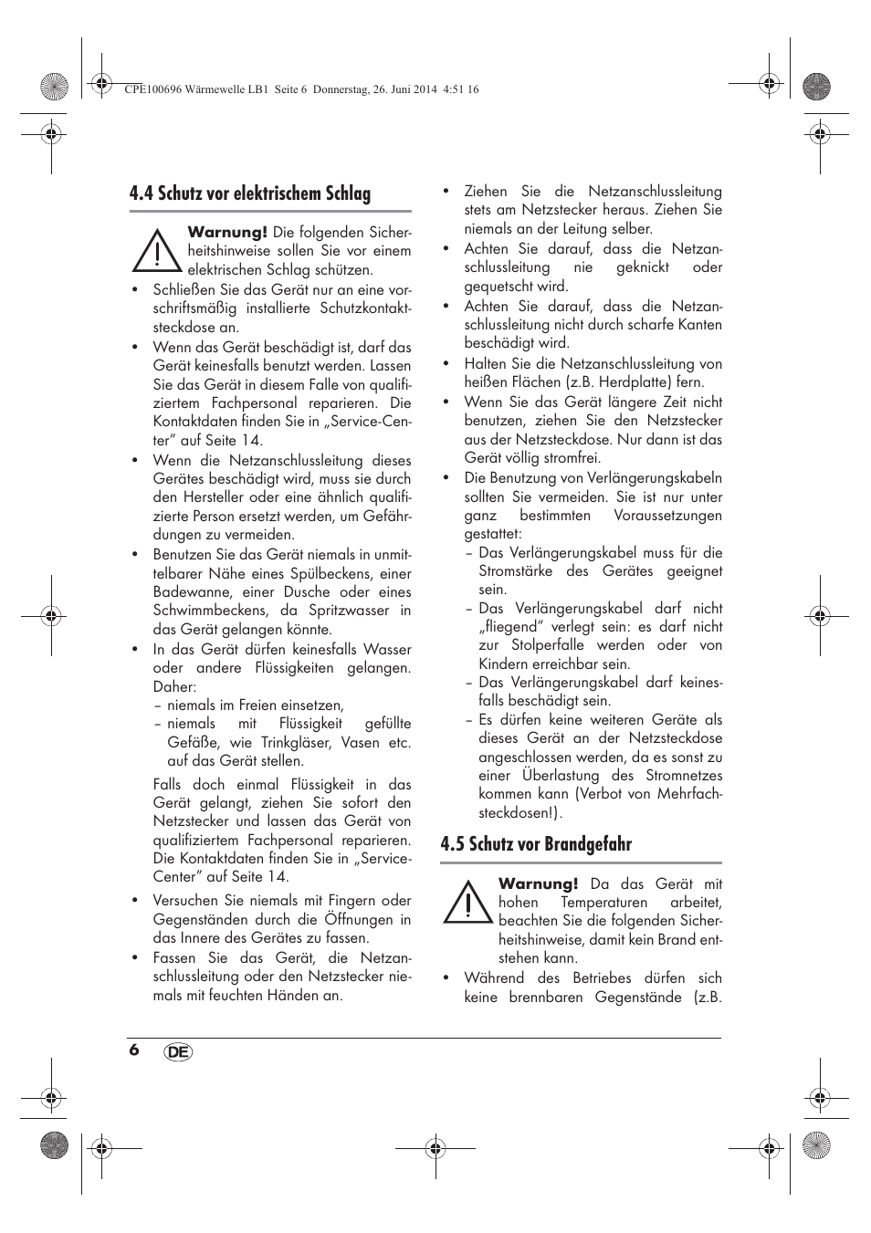 4 schutz vor elektrischem schlag, 5 schutz vor brandgefahr | Silvercrest SWW 1500 B2 User Manual | Page 8 / 58