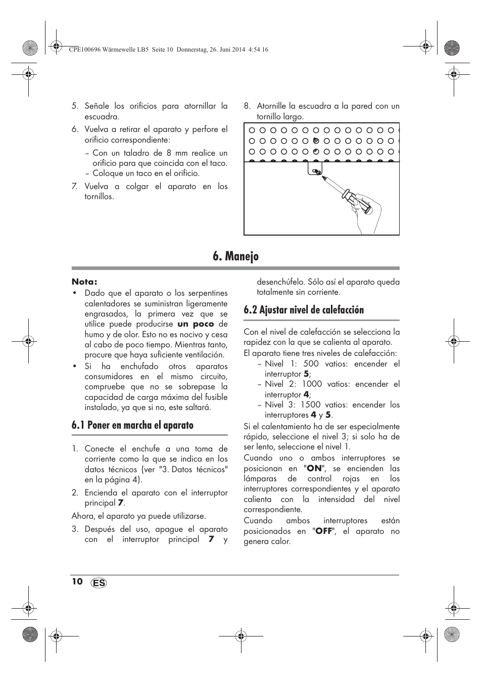 Manejo, 1 poner en marcha el aparato, 2 ajustar nivel de calefacción | Silvercrest SWW 1500 B2 User Manual | Page 12 / 70