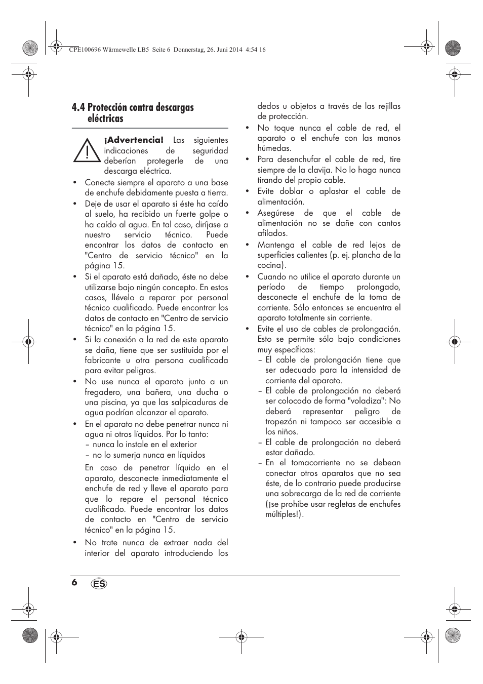 4 protección contra descargas eléctricas | Silvercrest SWW 1500 B2 User Manual | Page 8 / 70