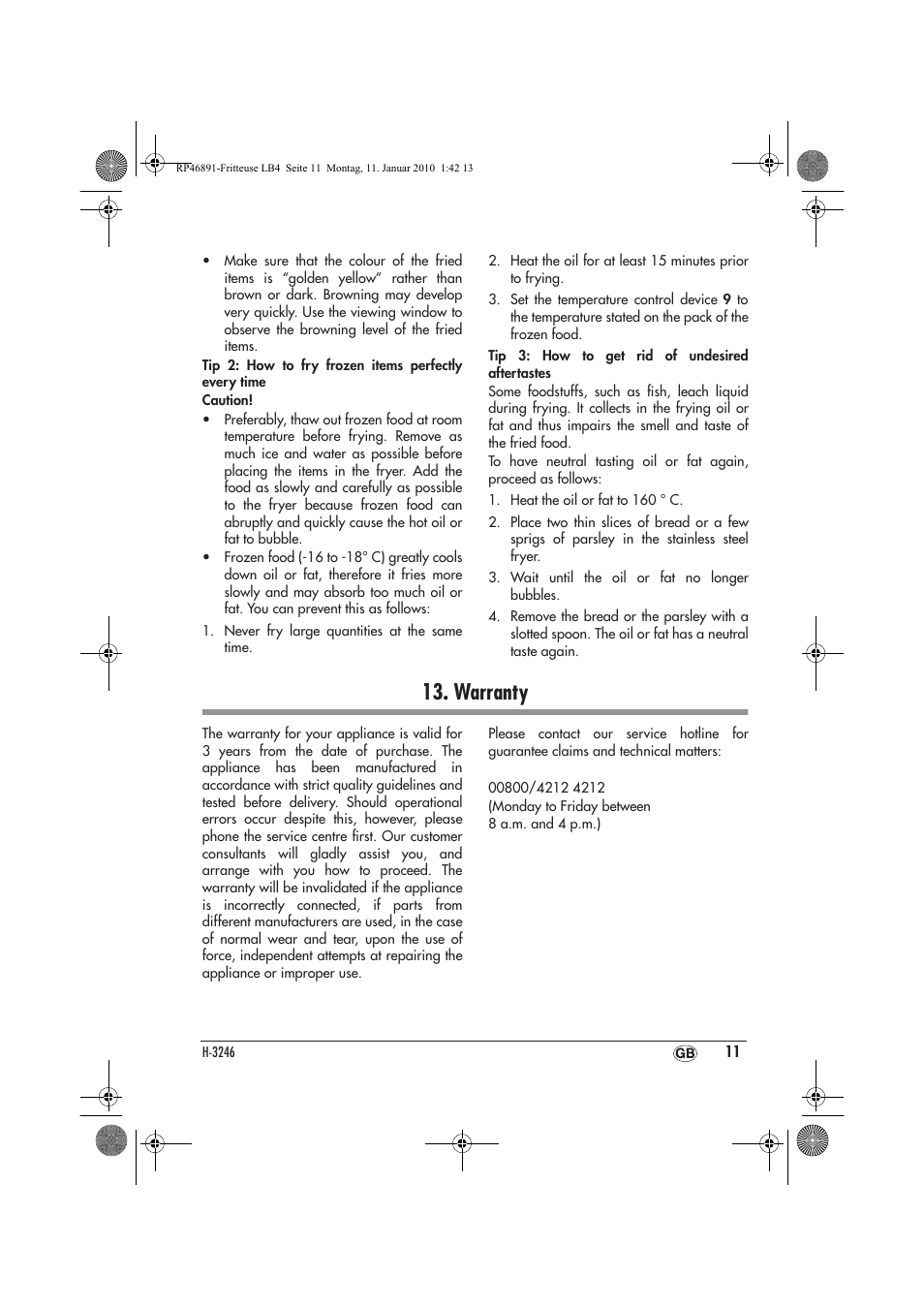 Warranty | Silvercrest H-3246 User Manual | Page 13 / 94