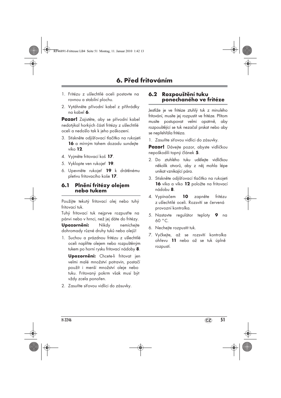 Před fritováním | Silvercrest H-3246 User Manual | Page 53 / 94