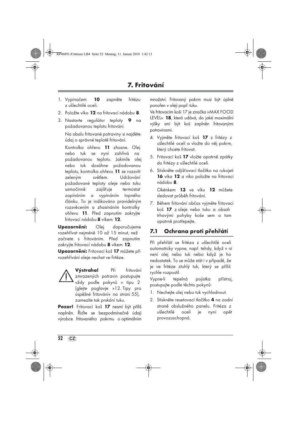 Fritování | Silvercrest H-3246 User Manual | Page 54 / 94