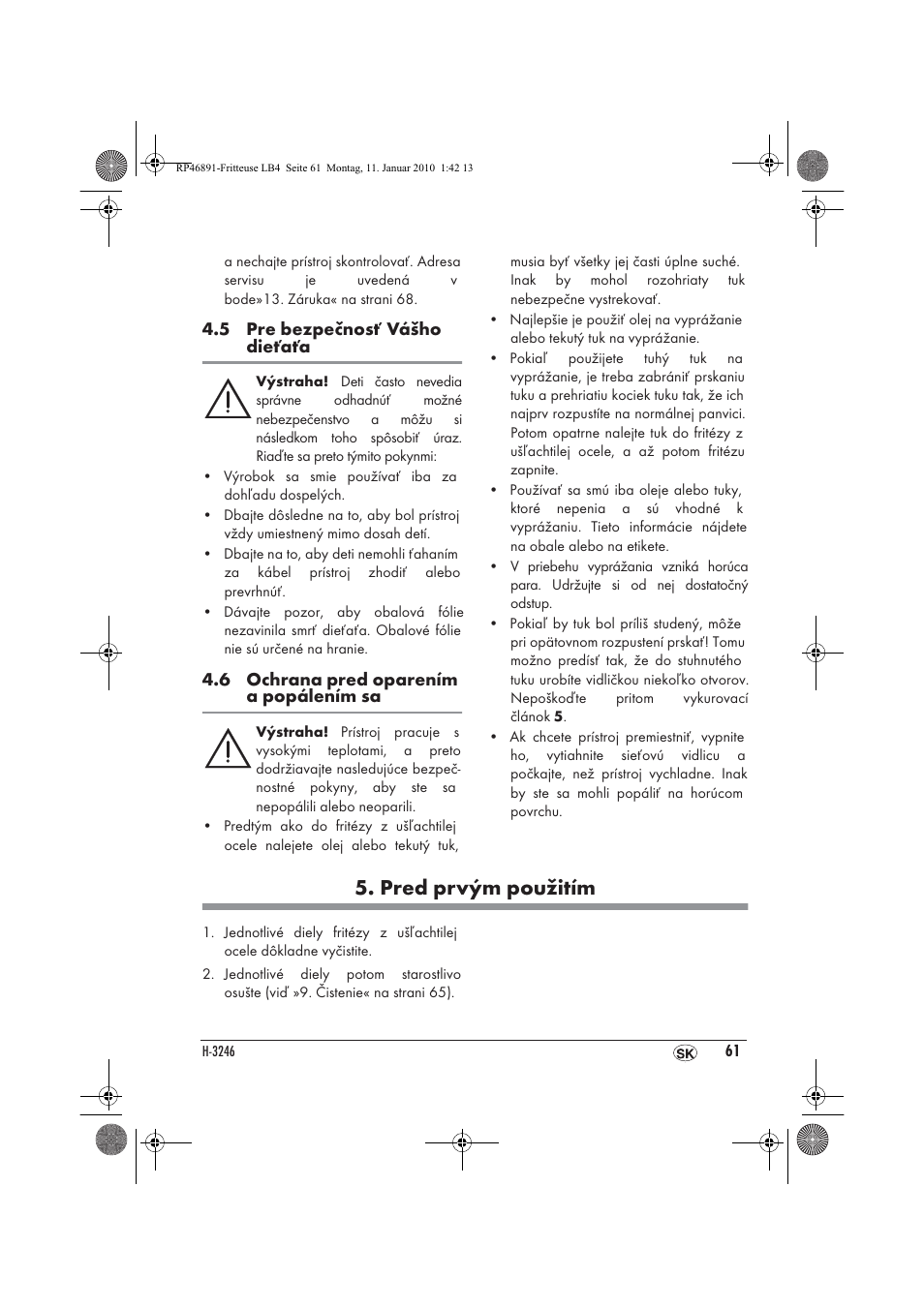 Pred prvým použitím | Silvercrest H-3246 User Manual | Page 63 / 94