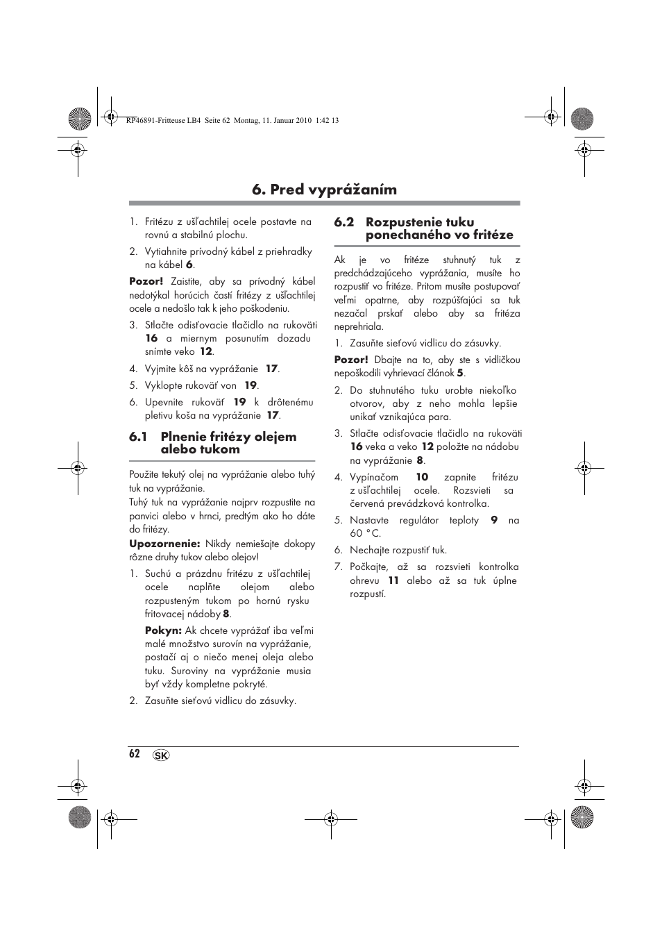 Pred vyprážaním | Silvercrest H-3246 User Manual | Page 64 / 94