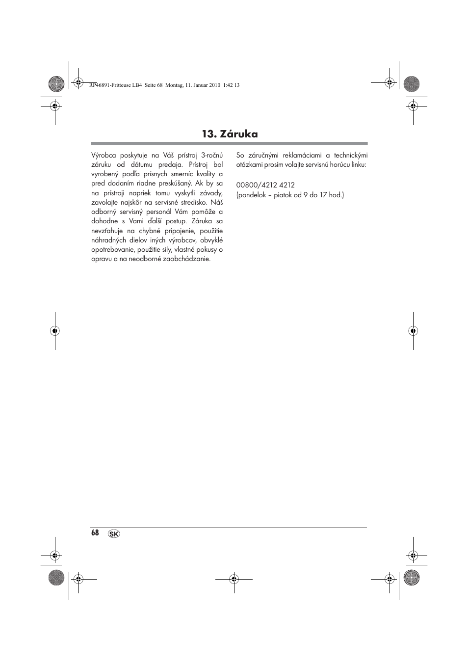 Záruka | Silvercrest H-3246 User Manual | Page 70 / 94