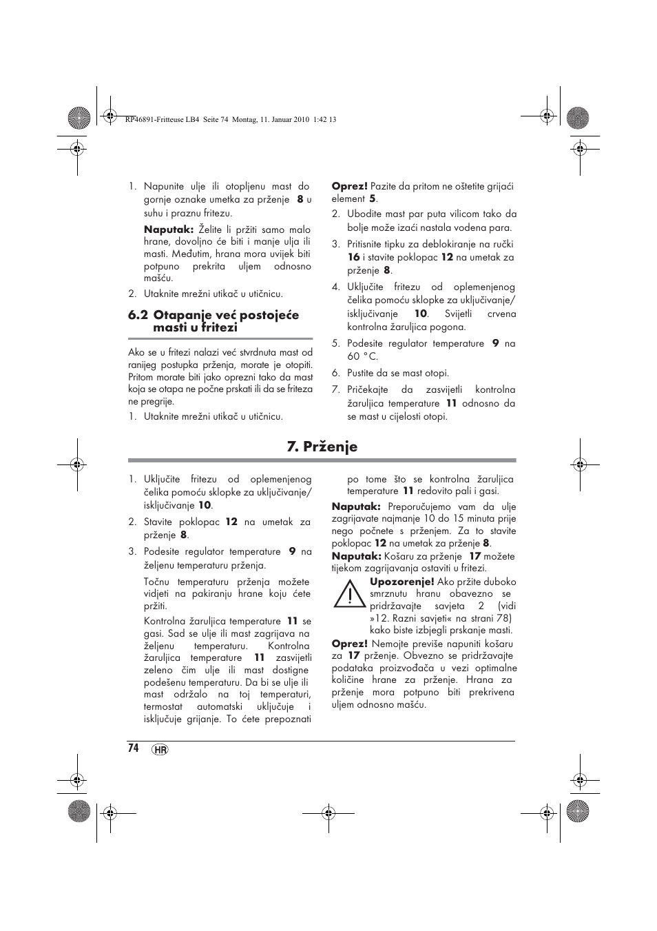Prženje | Silvercrest H-3246 User Manual | Page 76 / 94
