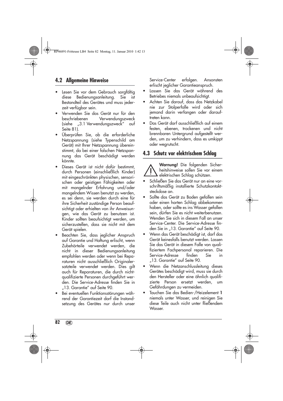 2 allgemeine hinweise, 3 schutz vor elektrischem schlag | Silvercrest H-3246 User Manual | Page 84 / 94