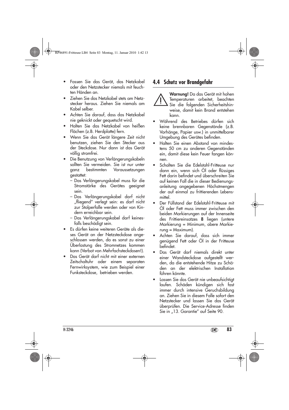 4 schutz vor brandgefahr | Silvercrest H-3246 User Manual | Page 85 / 94