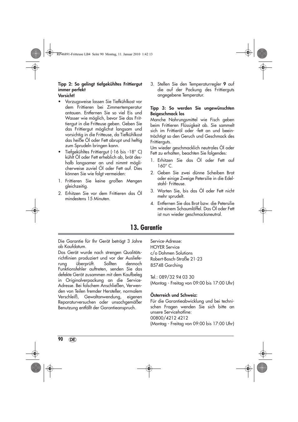 Garantie | Silvercrest H-3246 User Manual | Page 92 / 94