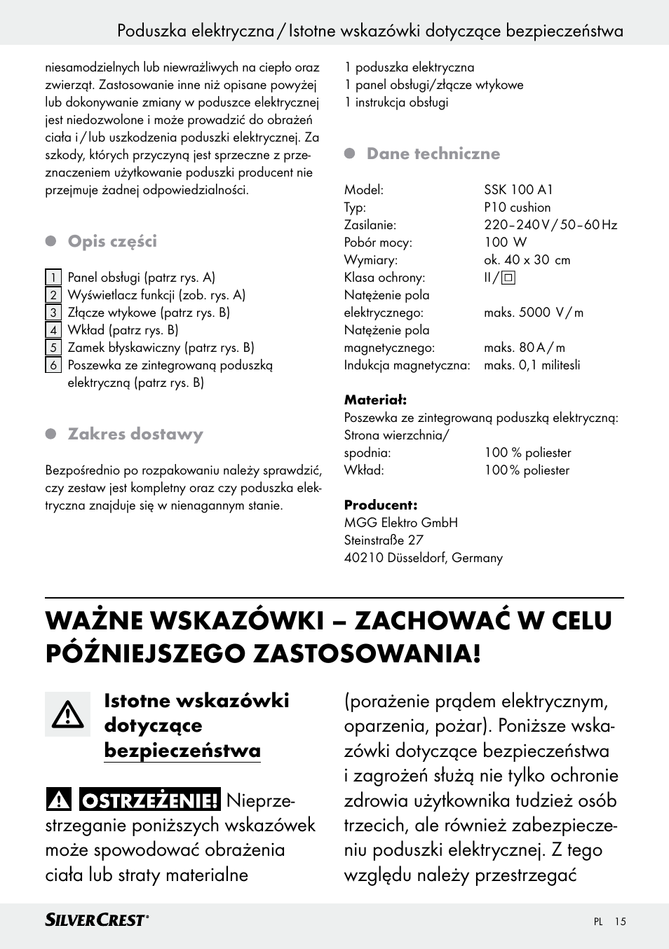 Silvercrest SSK 100 A1 User Manual | Page 15 / 33