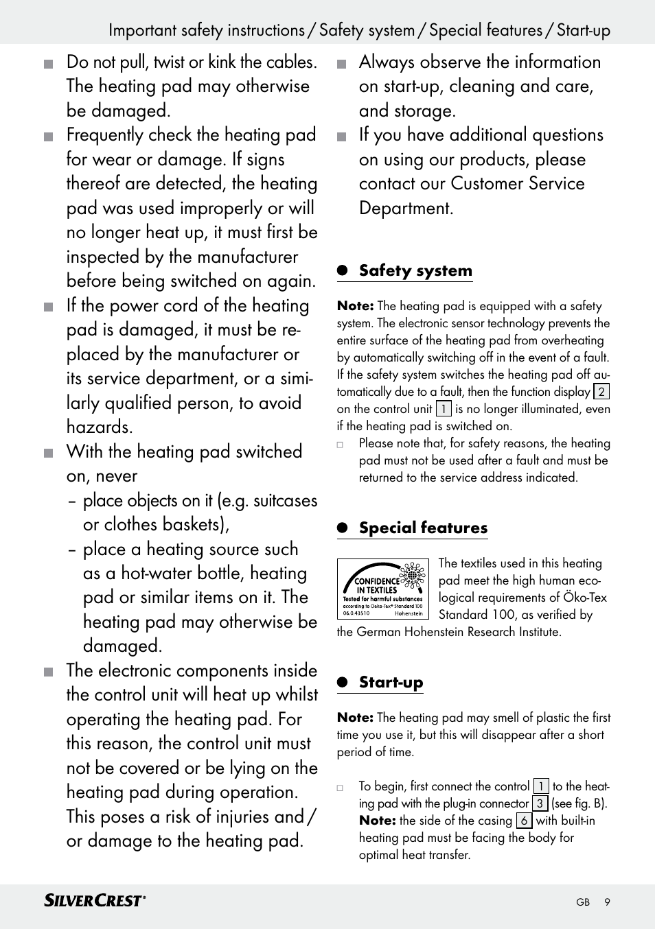 Important safety instructions | Silvercrest SSK 100 A1 User Manual | Page 9 / 33