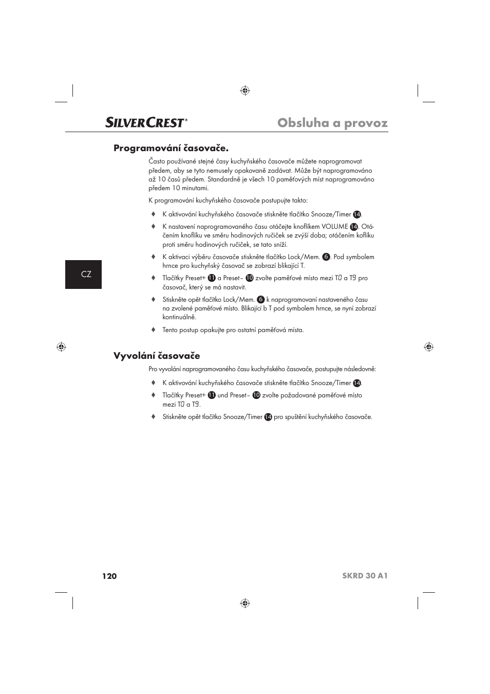 Obsluha a provoz, Programování časovače, Vyvolání časovače | Silvercrest SKRD 30 A1 User Manual | Page 122 / 158