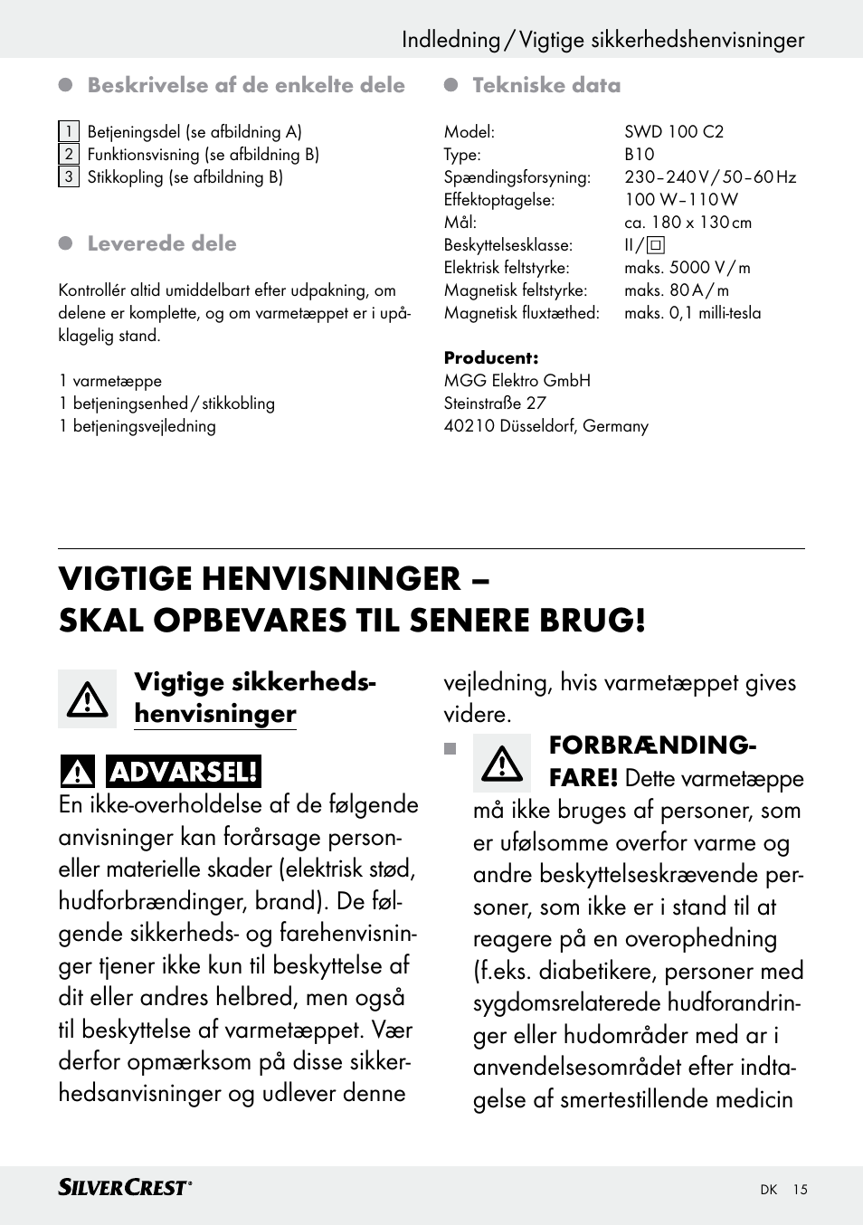 Silvercrest SWD 100 C2 User Manual | Page 15 / 48