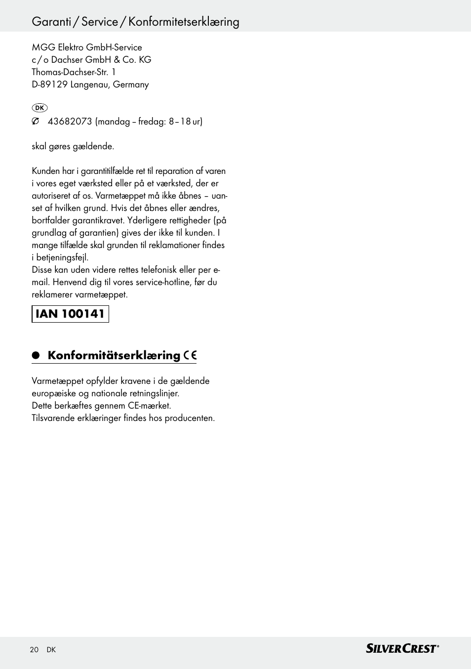 Silvercrest SWD 100 C2 User Manual | Page 20 / 48