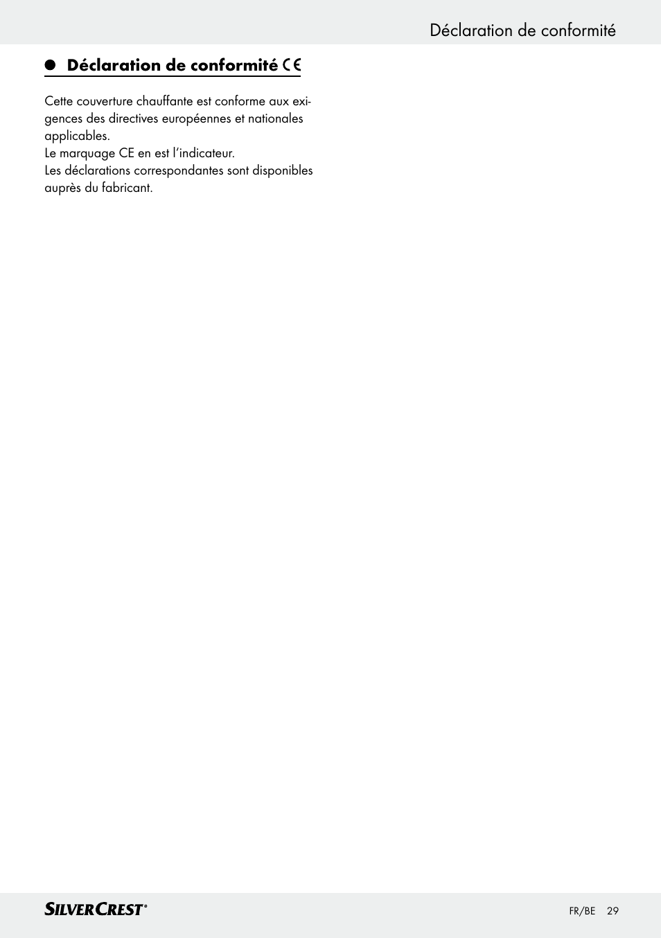 Déclaration de conformité, Rangement / mise au rebut / garantie / service | Silvercrest SWD 100 C2 User Manual | Page 29 / 48