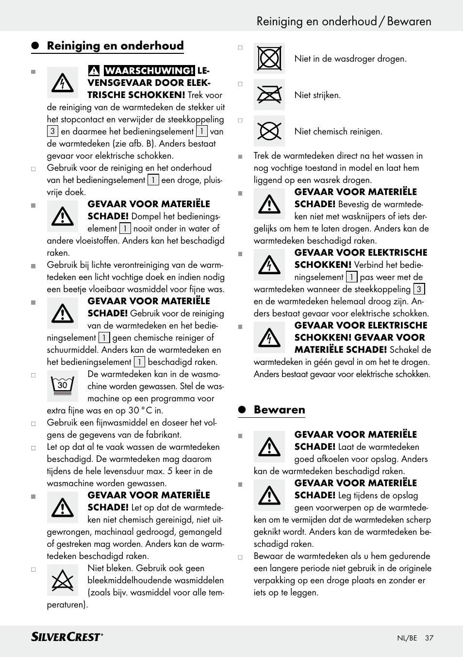 Reiniging en onderhoud, Bewaren | Silvercrest SWD 100 C2 User Manual | Page 37 / 48