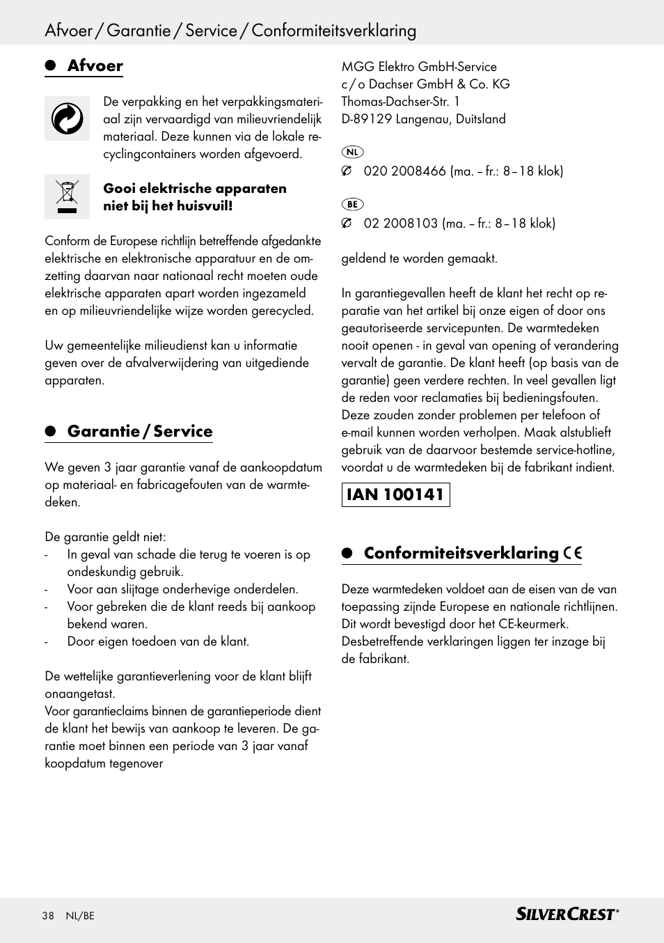 Silvercrest SWD 100 C2 User Manual | Page 38 / 48