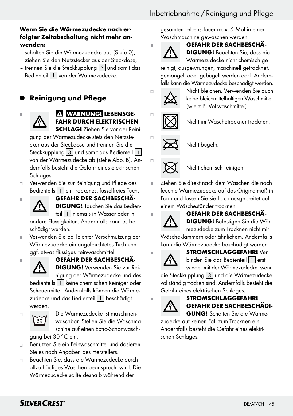 Reinigung und pflege | Silvercrest SWD 100 C2 User Manual | Page 45 / 48