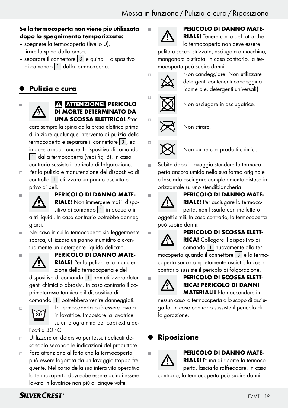 Pulizia e cura, Riposizione | Silvercrest SWD 100 C2 User Manual | Page 19 / 46