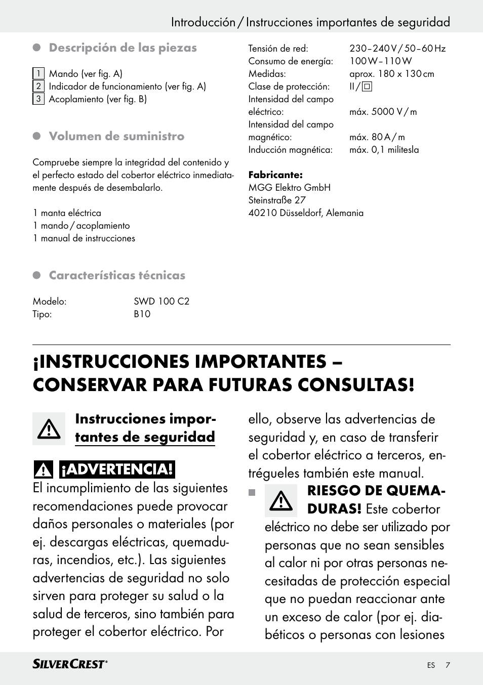 Silvercrest SWD 100 C2 User Manual | Page 7 / 46