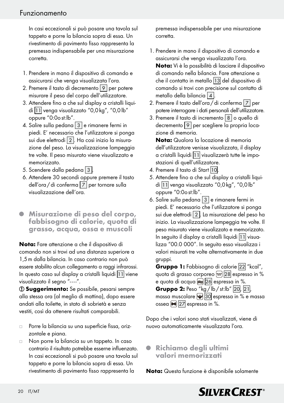 Funzionamento | Silvercrest Z28414 User Manual | Page 20 / 49