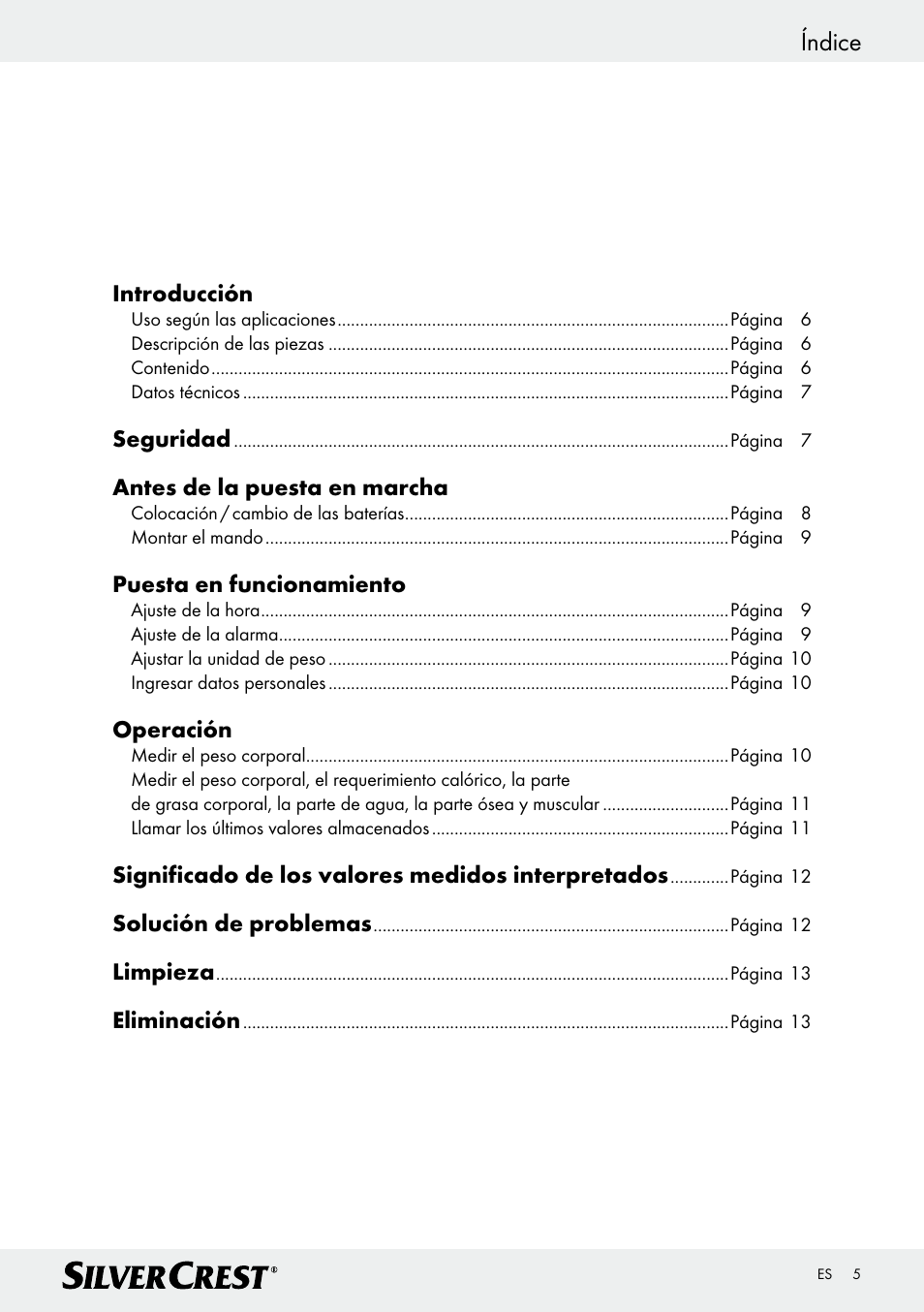 Índice | Silvercrest Z28414 User Manual | Page 5 / 49