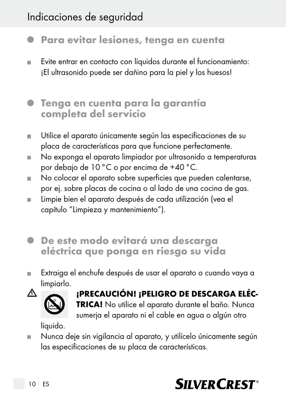 Indicaciones de seguridad, Para evitar lesiones, tenga en cuenta | Silvercrest SUR 46 A1 User Manual | Page 10 / 109