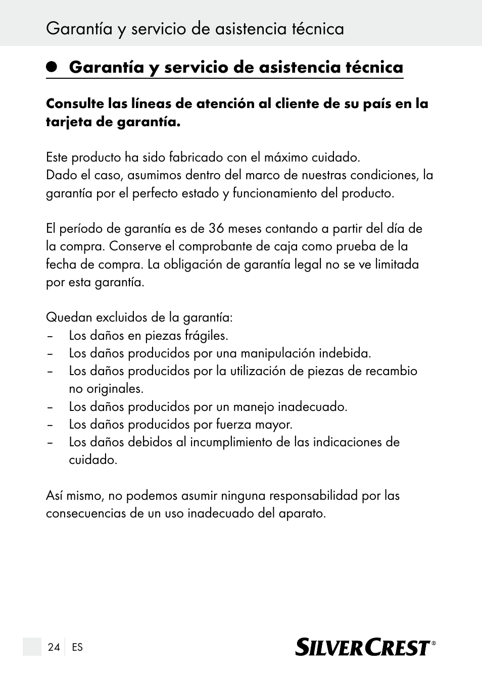 Garantía y servicio de asistencia técnica | Silvercrest SUR 46 A1 User Manual | Page 24 / 109