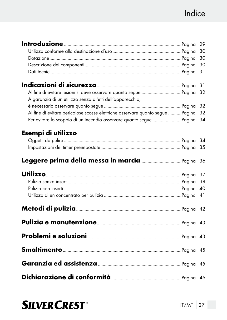 Indice | Silvercrest SUR 46 A1 User Manual | Page 27 / 109