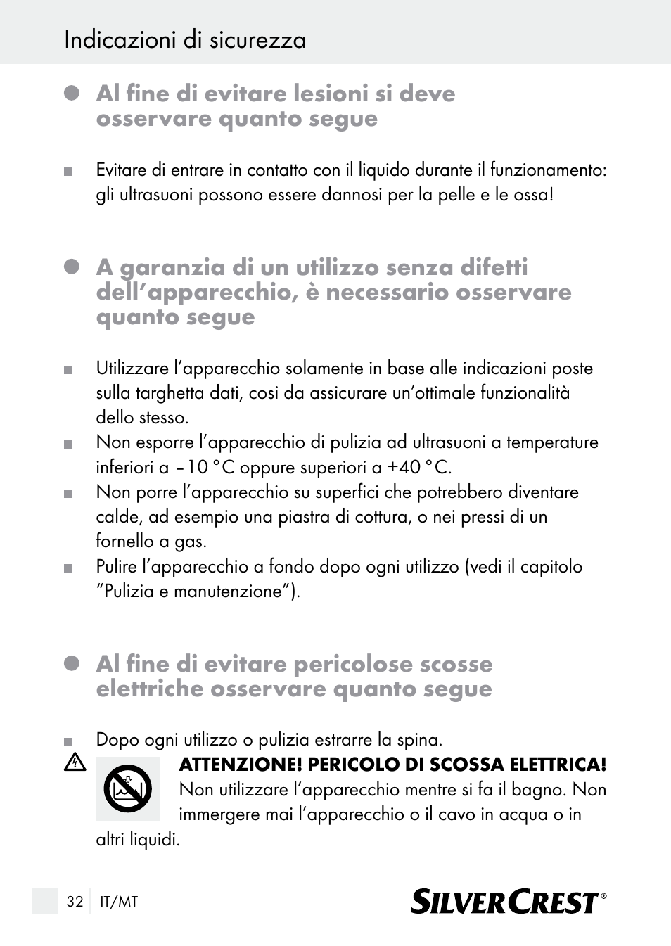 Indicazioni di sicurezza | Silvercrest SUR 46 A1 User Manual | Page 32 / 109