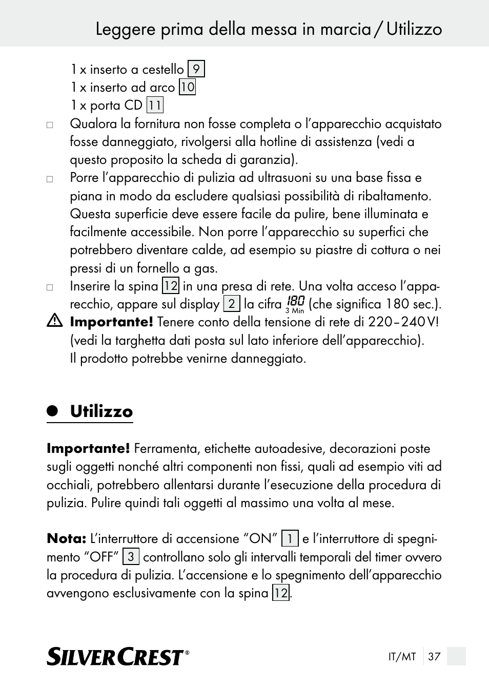 Leggere prima della messa in marcia / utilizzo, Utilizzo | Silvercrest SUR 46 A1 User Manual | Page 37 / 109