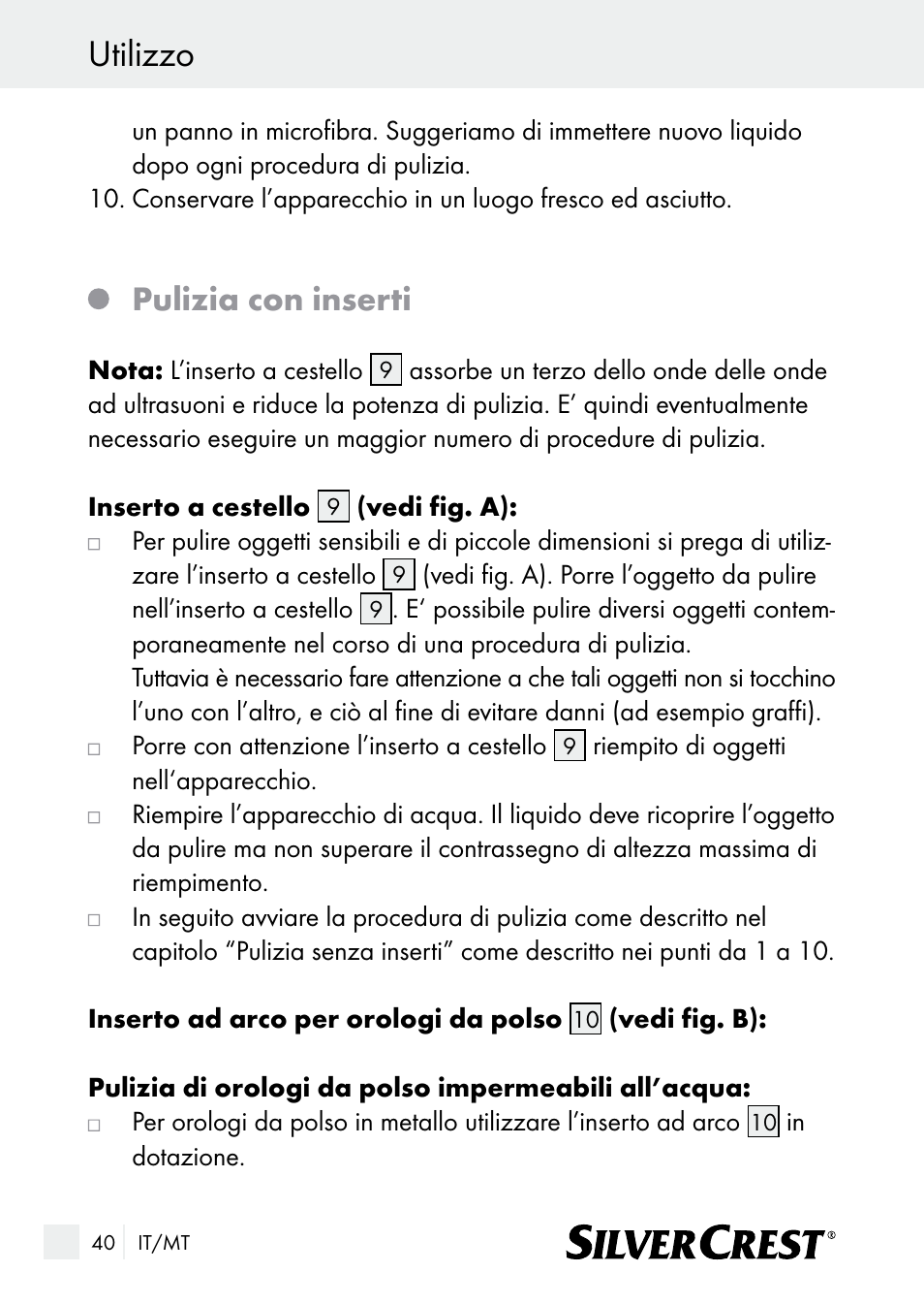 Utilizzo, Pulizia con inserti | Silvercrest SUR 46 A1 User Manual | Page 40 / 109