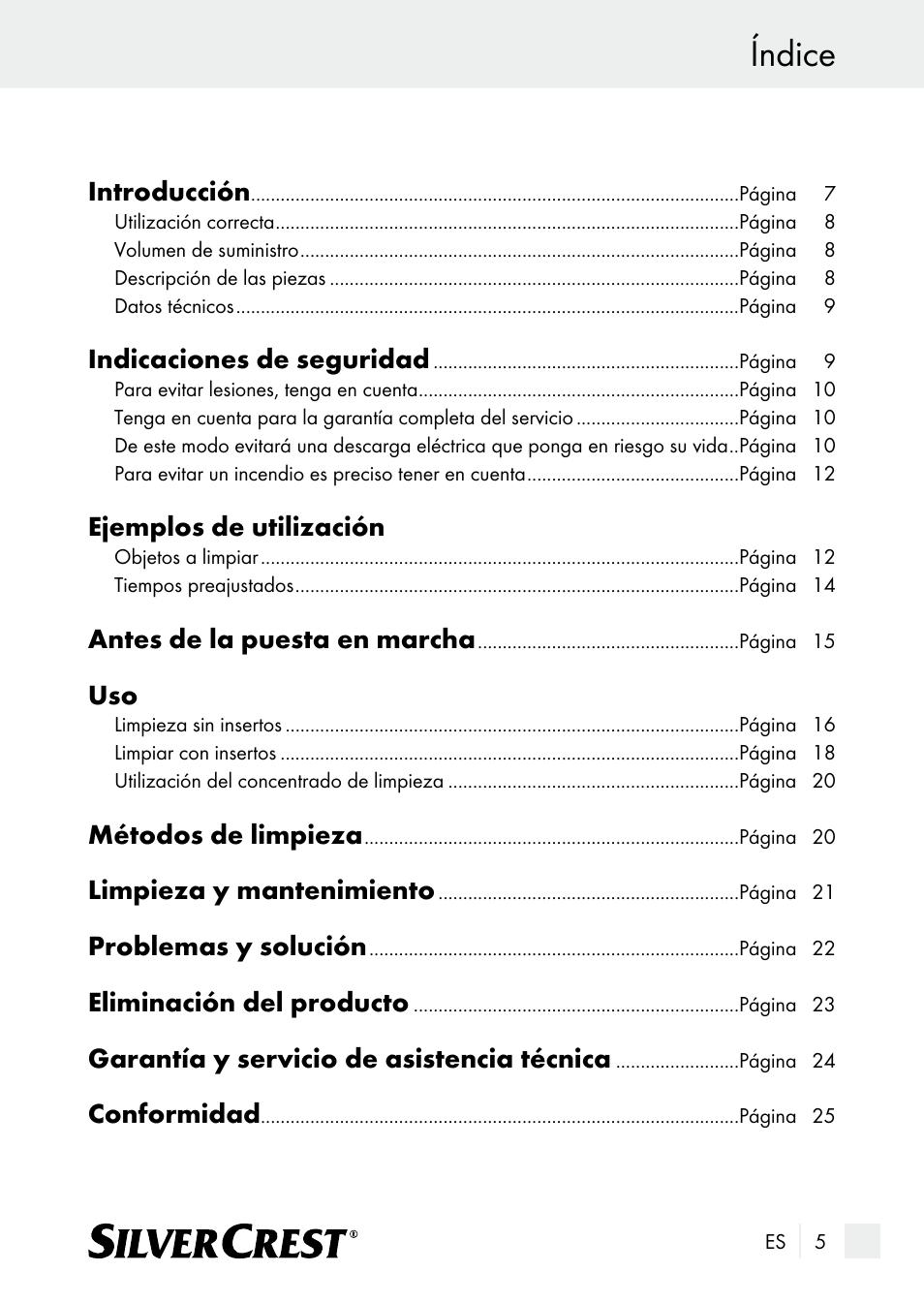Índice | Silvercrest SUR 46 A1 User Manual | Page 5 / 109