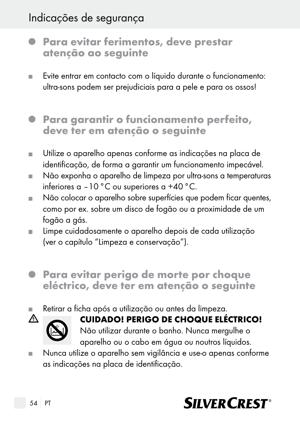 Indicações de segurança | Silvercrest SUR 46 A1 User Manual | Page 54 / 109