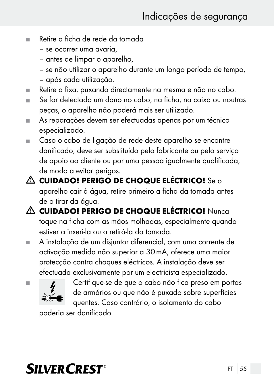 Indicações de segurança | Silvercrest SUR 46 A1 User Manual | Page 55 / 109