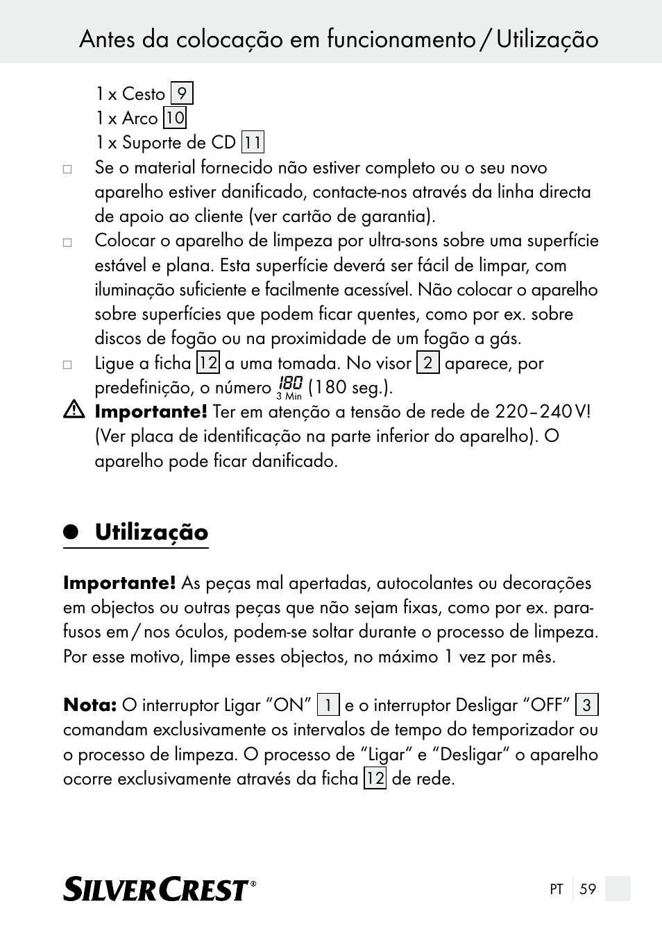 Antes da colocação em funcionamento / utilização, Utilização | Silvercrest SUR 46 A1 User Manual | Page 59 / 109
