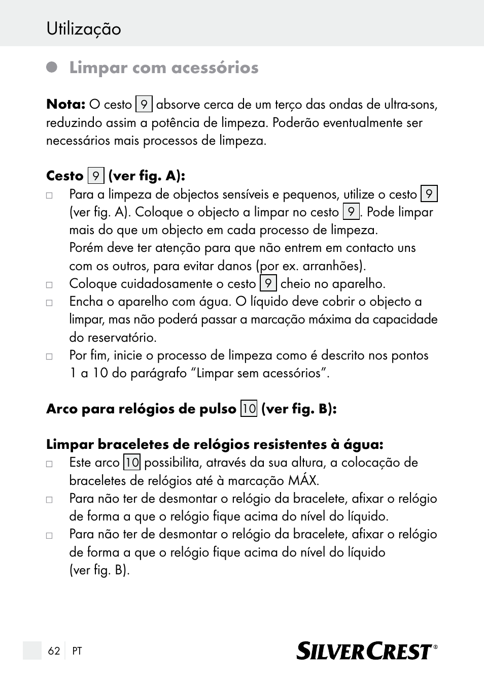 Utilização, Limpar com acessórios | Silvercrest SUR 46 A1 User Manual | Page 62 / 109