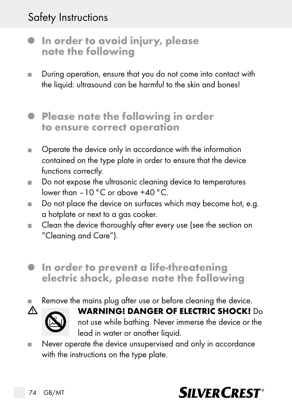 Safety instructions | Silvercrest SUR 46 A1 User Manual | Page 74 / 109