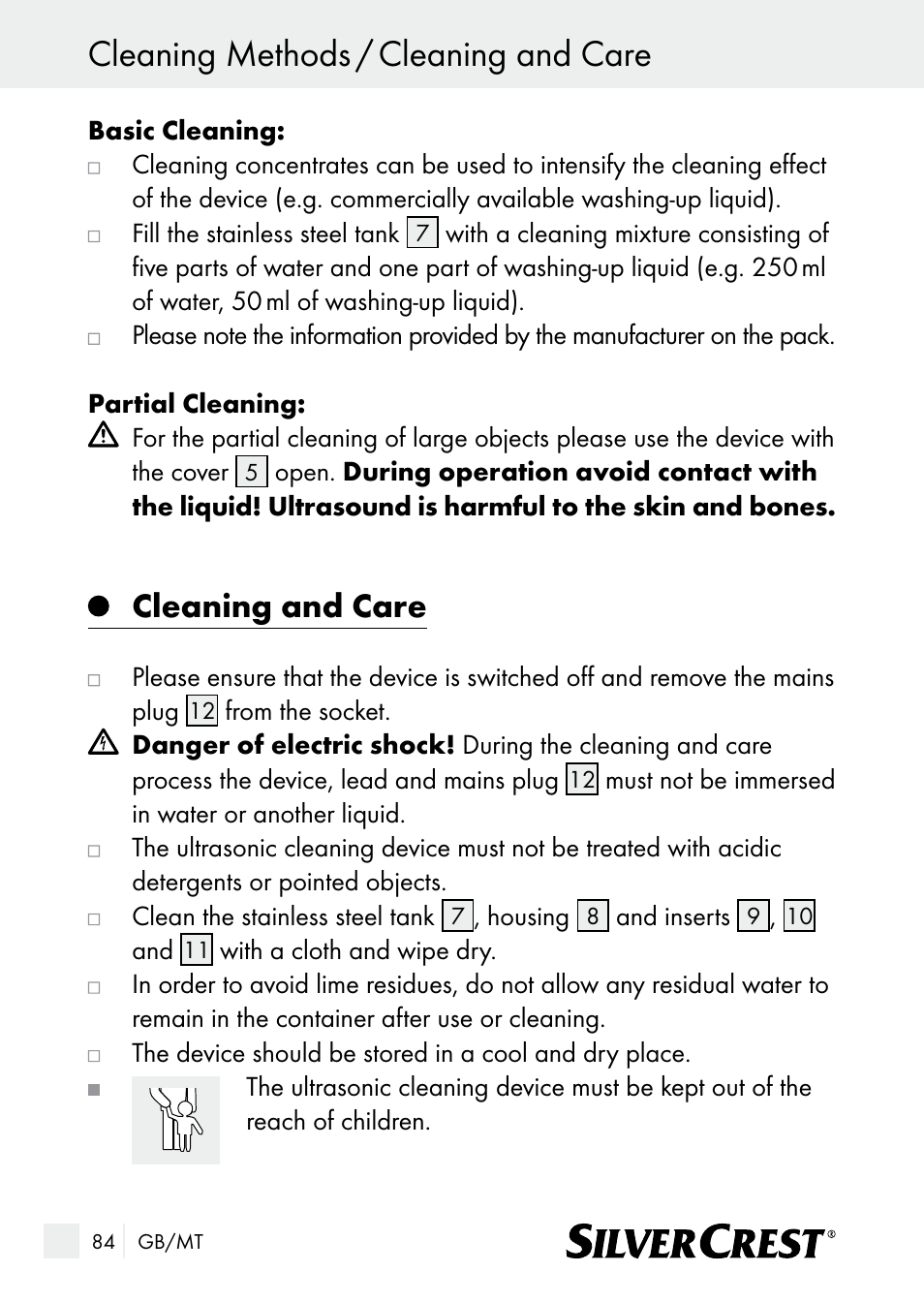 Cleaning methods / cleaning and care, Cleaning and care | Silvercrest SUR 46 A1 User Manual | Page 84 / 109