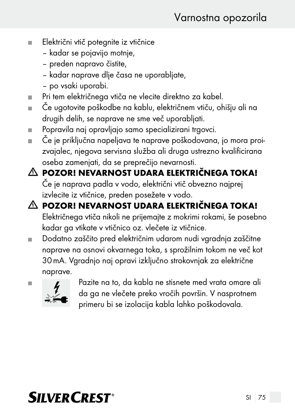Varnostna opozorila | Silvercrest SUR 46 A1 User Manual | Page 75 / 149