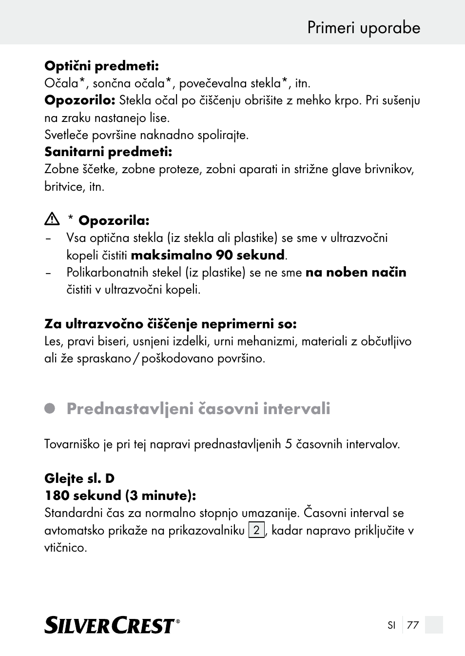 Primeri uporabe, Prednastavljeni časovni intervali | Silvercrest SUR 46 A1 User Manual | Page 77 / 149